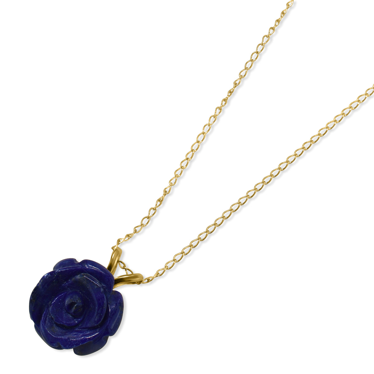 14k Lapis Flower Pendant Necklace
