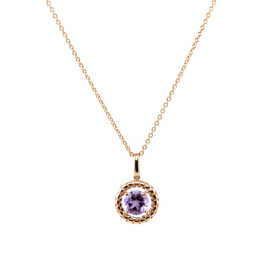 14k Amethyst Halo Necklace