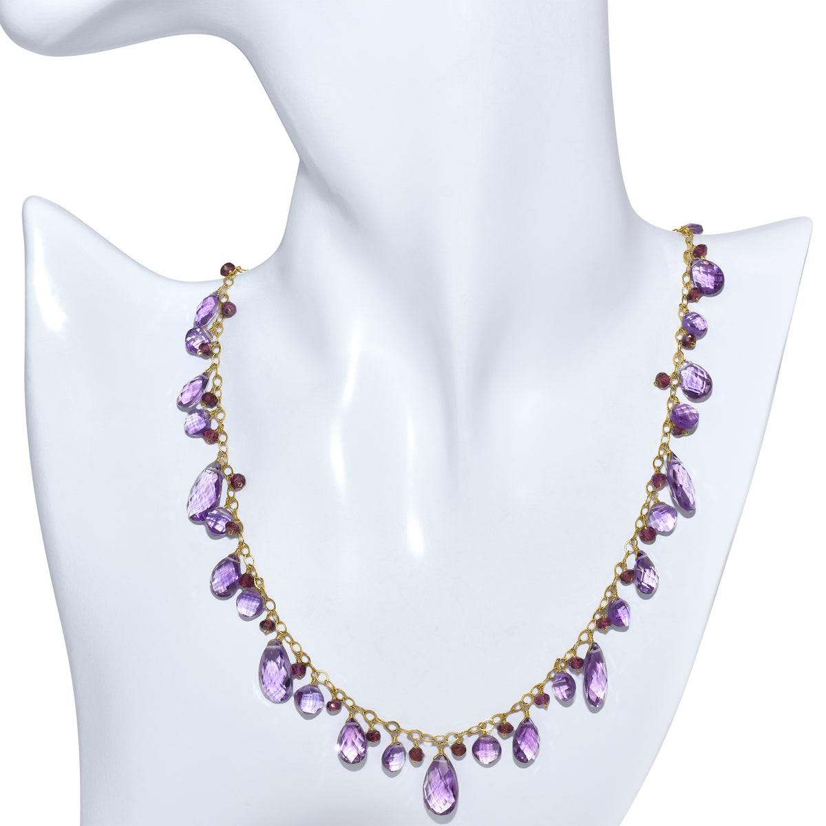 14k Multi Pink Amethyst Rhodolite Necklace