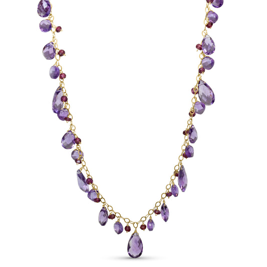 14k Multi Pink Amethyst Rhodolite Necklace