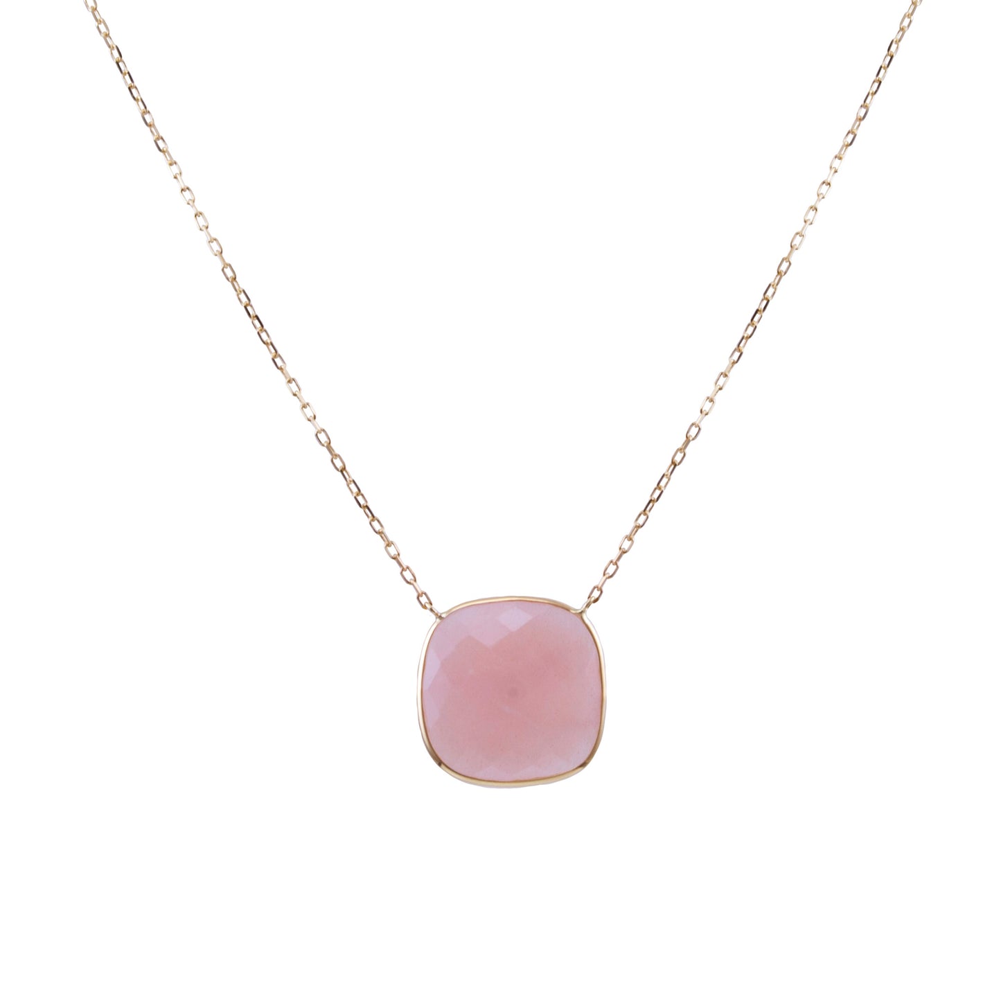 14k Peach Moonstone Cushion Pendant Necklace