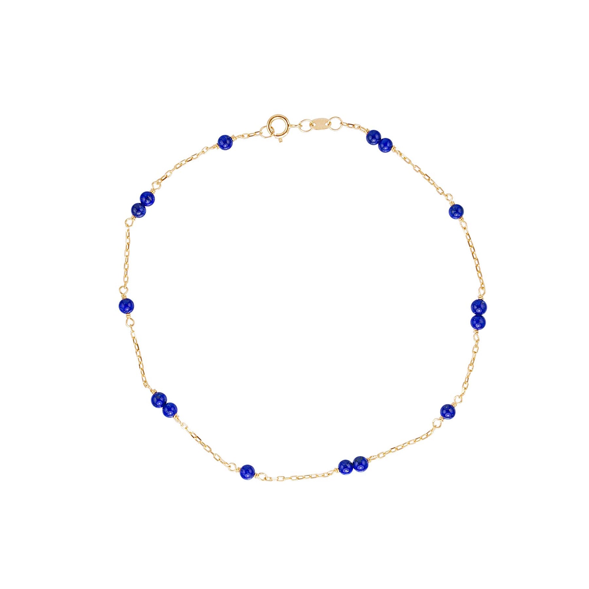 14k Gold Gemstone Station Anklet