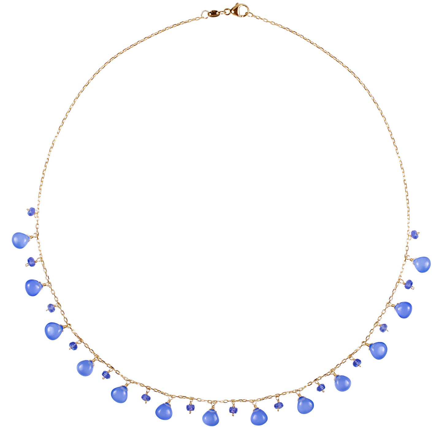 14k Tanzanite, Blue Chalcedony Necklace