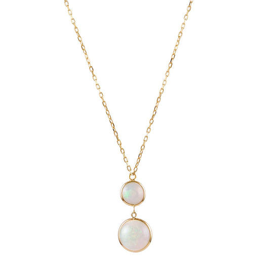 14k Opal Double Round Bezel Necklace 17"