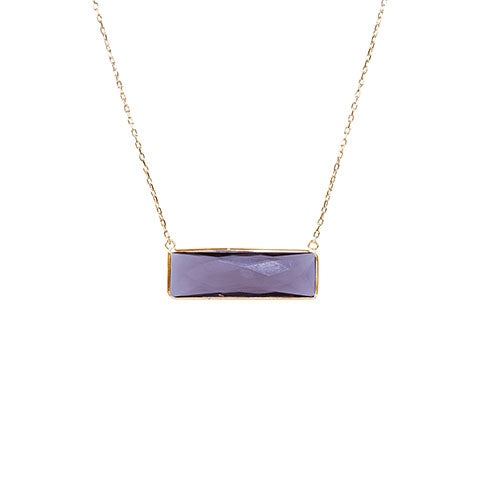 14k Smoky Quartz Rectangle Bezel Necklace