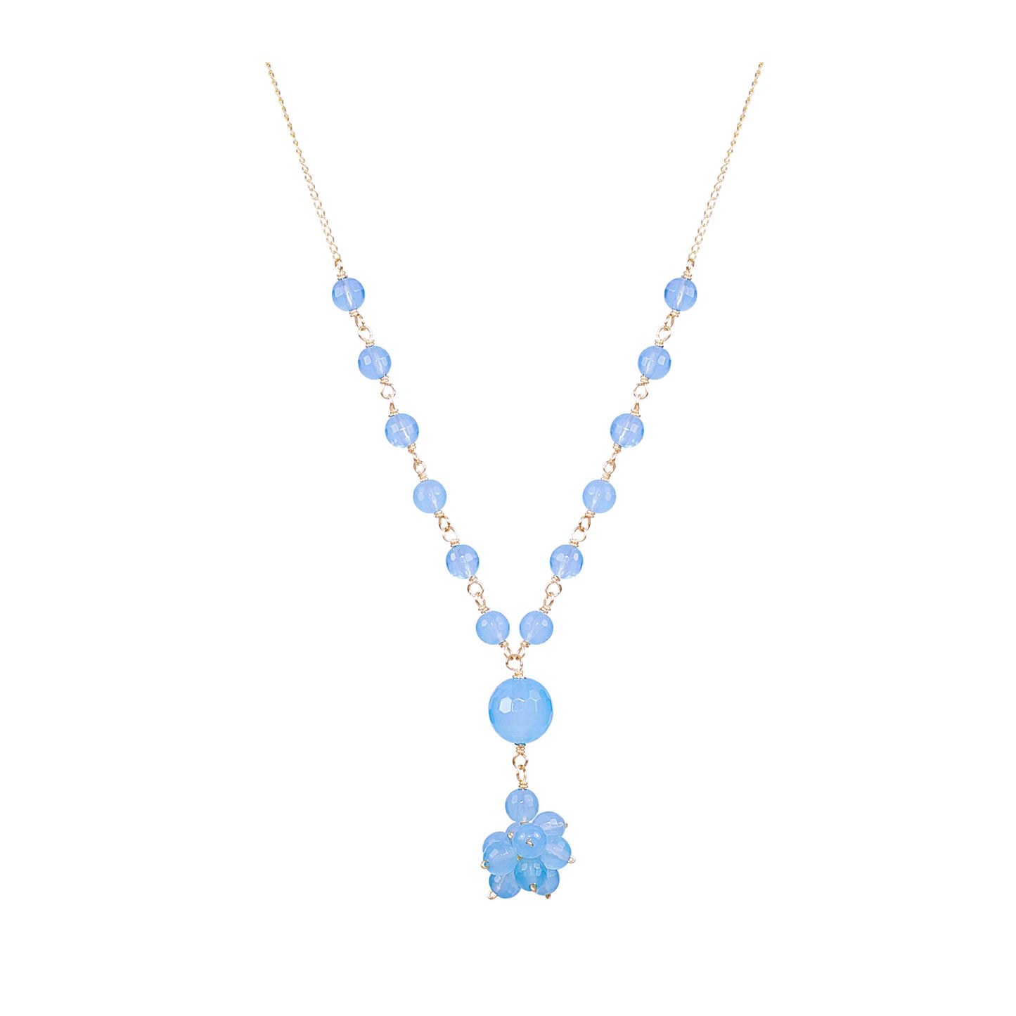 14k Sea Blue Chalcedony Necklace