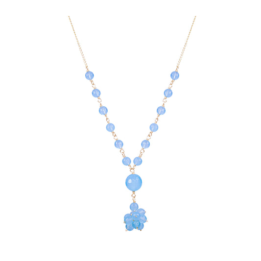 14k Sea Blue Chalcedony Necklace