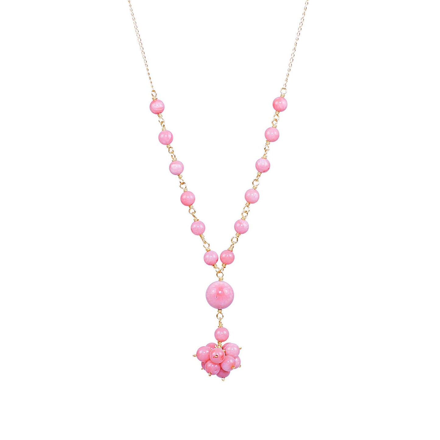 14k Pink Coral Necklace 17"
