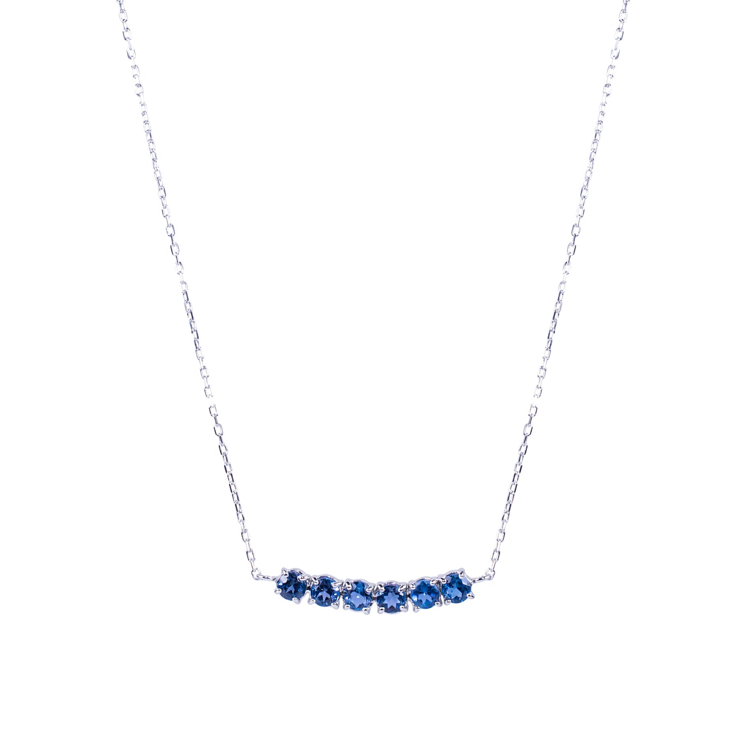 14k White Gold London Blue Topaz Bar Center Necklace