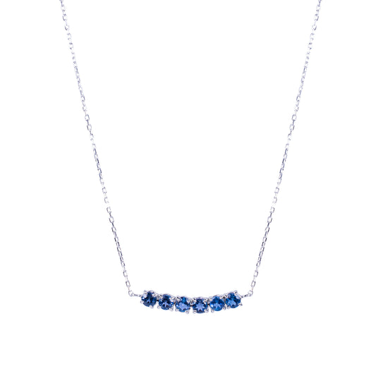 14k White Gold London Blue Topaz Bar Center Necklace