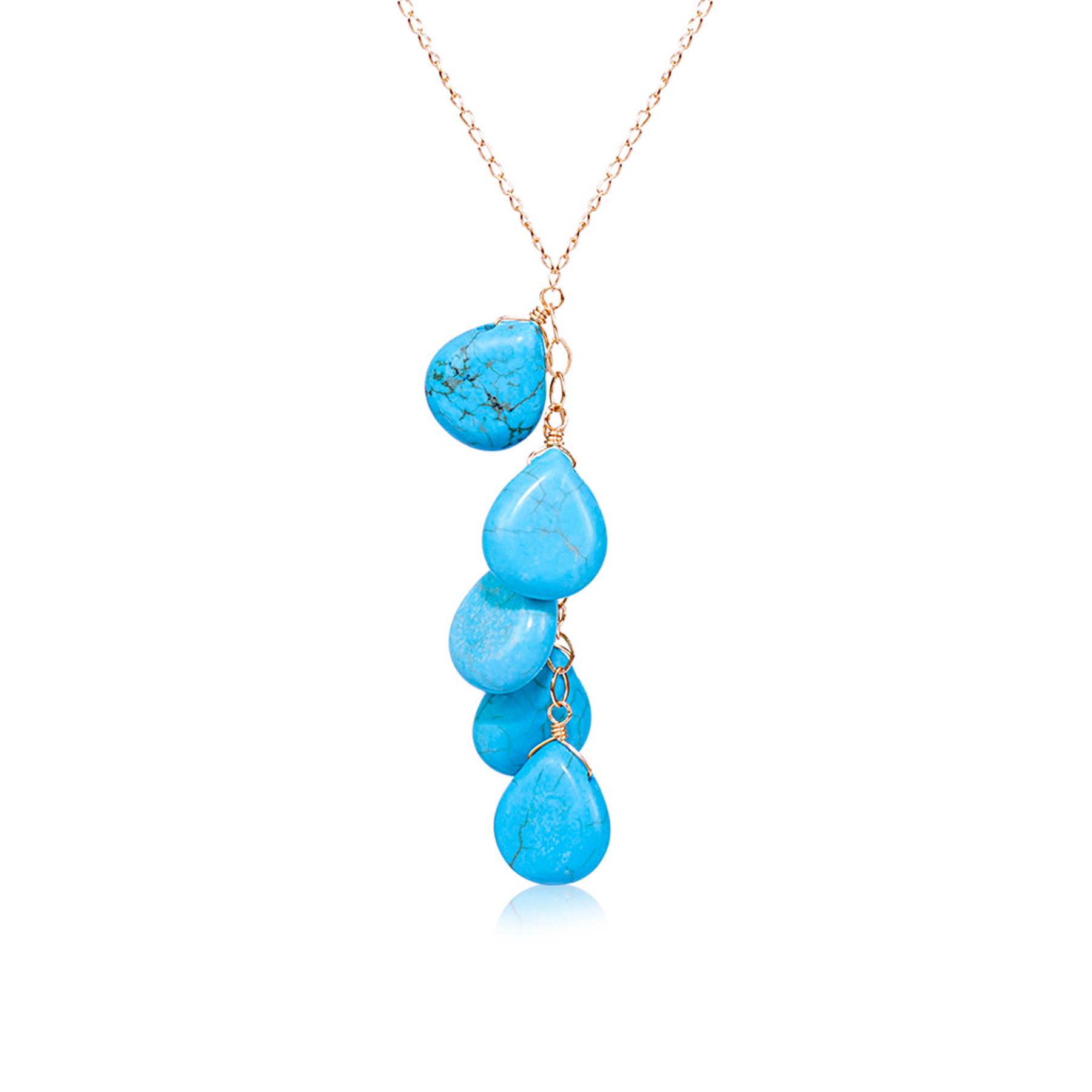 14k Cluster Turquoise Necklace 17''