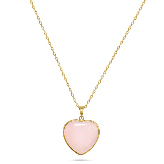14k Pink Jade Heart Pendant Necklace 17"