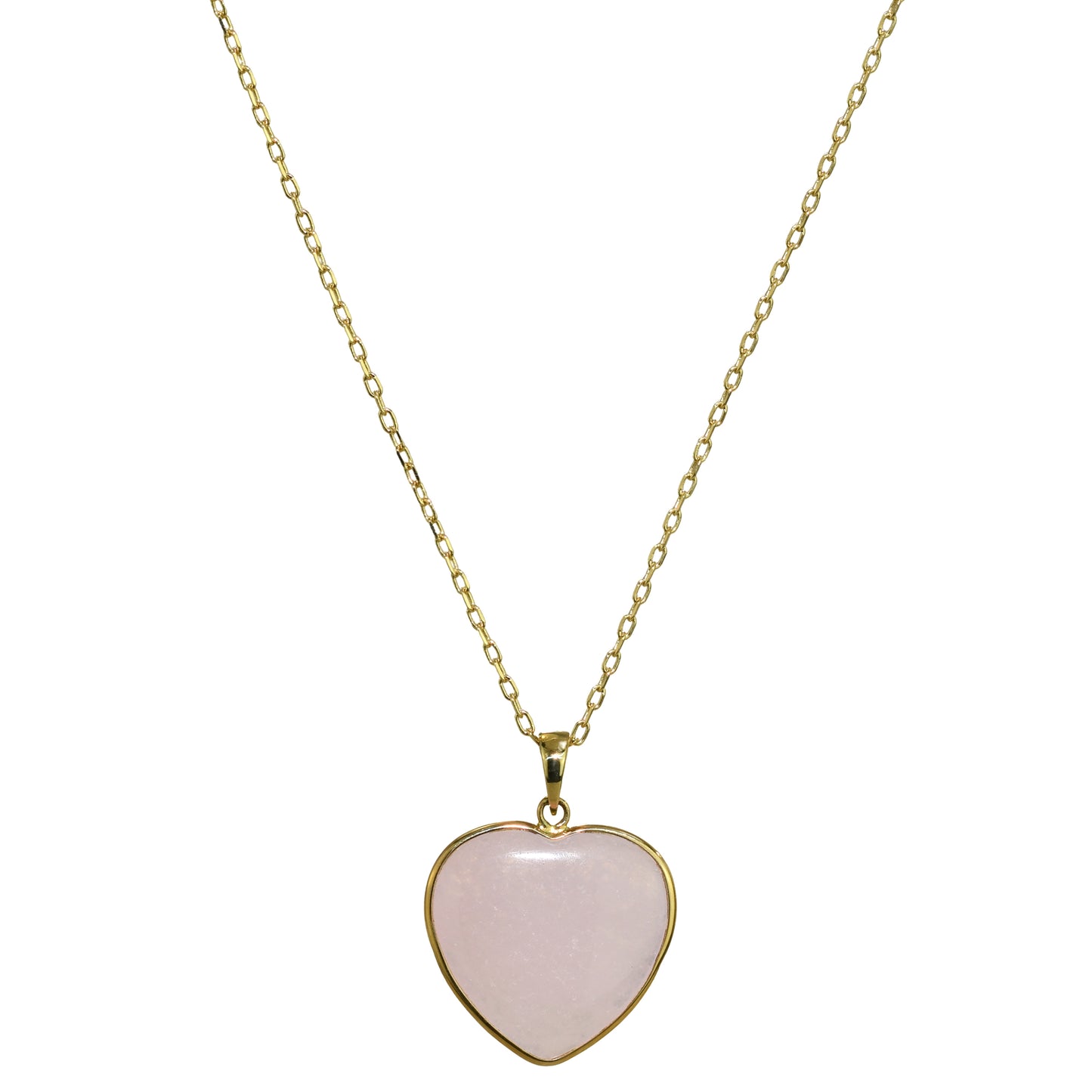 14k Pink Jade Heart Pendant Necklace 17"