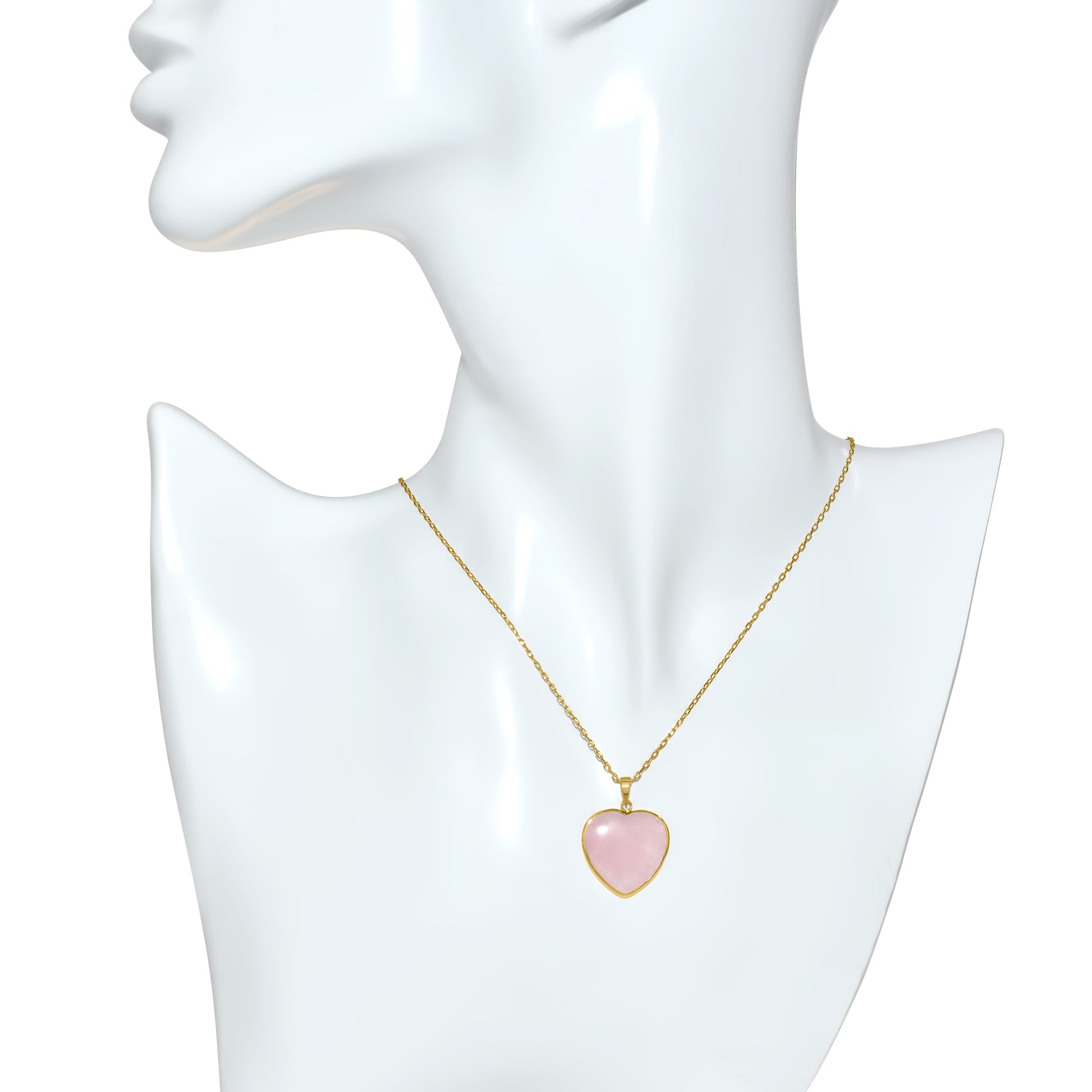 14k Pink Jade Heart Pendant Necklace 17"