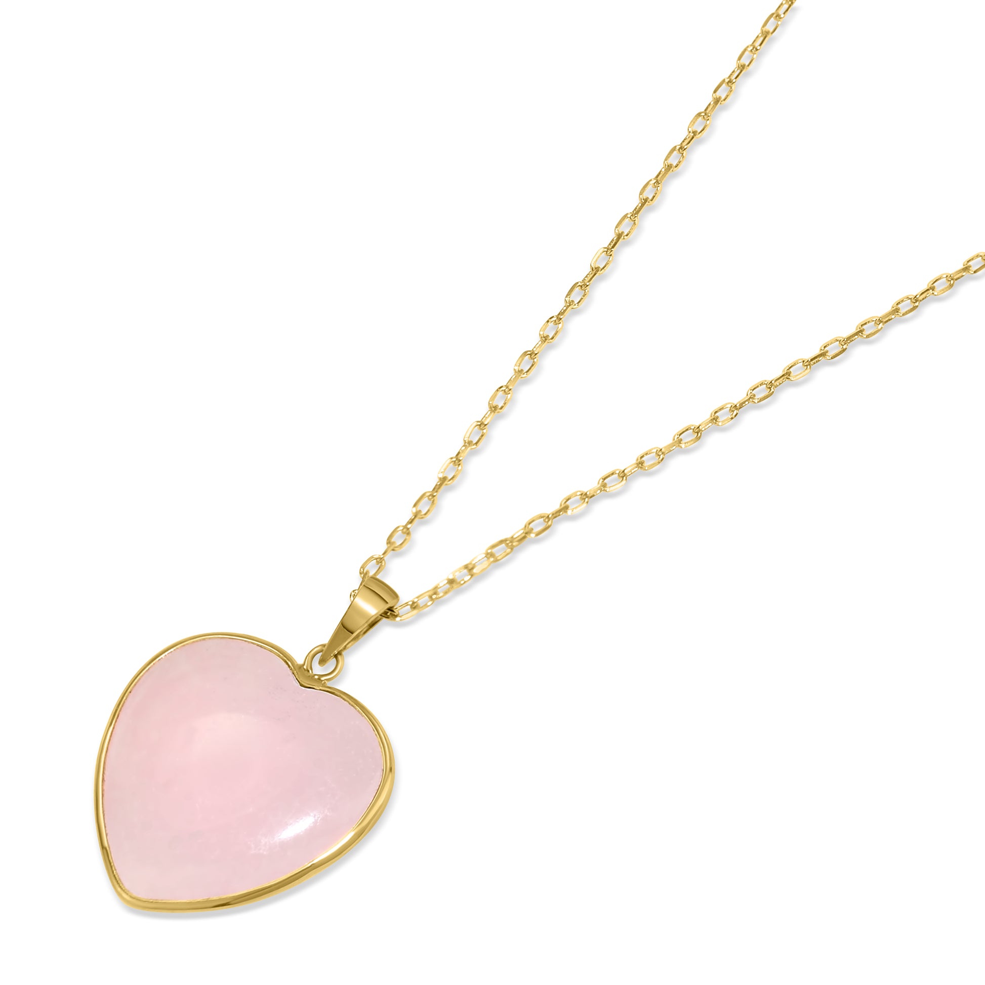 14k Pink Jade Heart Pendant Necklace 17"