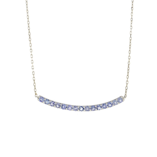 14k White Gold Tanzanite Curved Bar Necklace