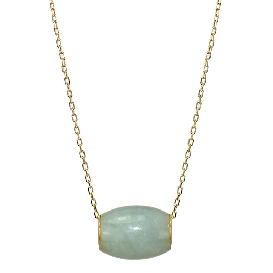 14k Natural Jade Slide Pendant With Chain 18"