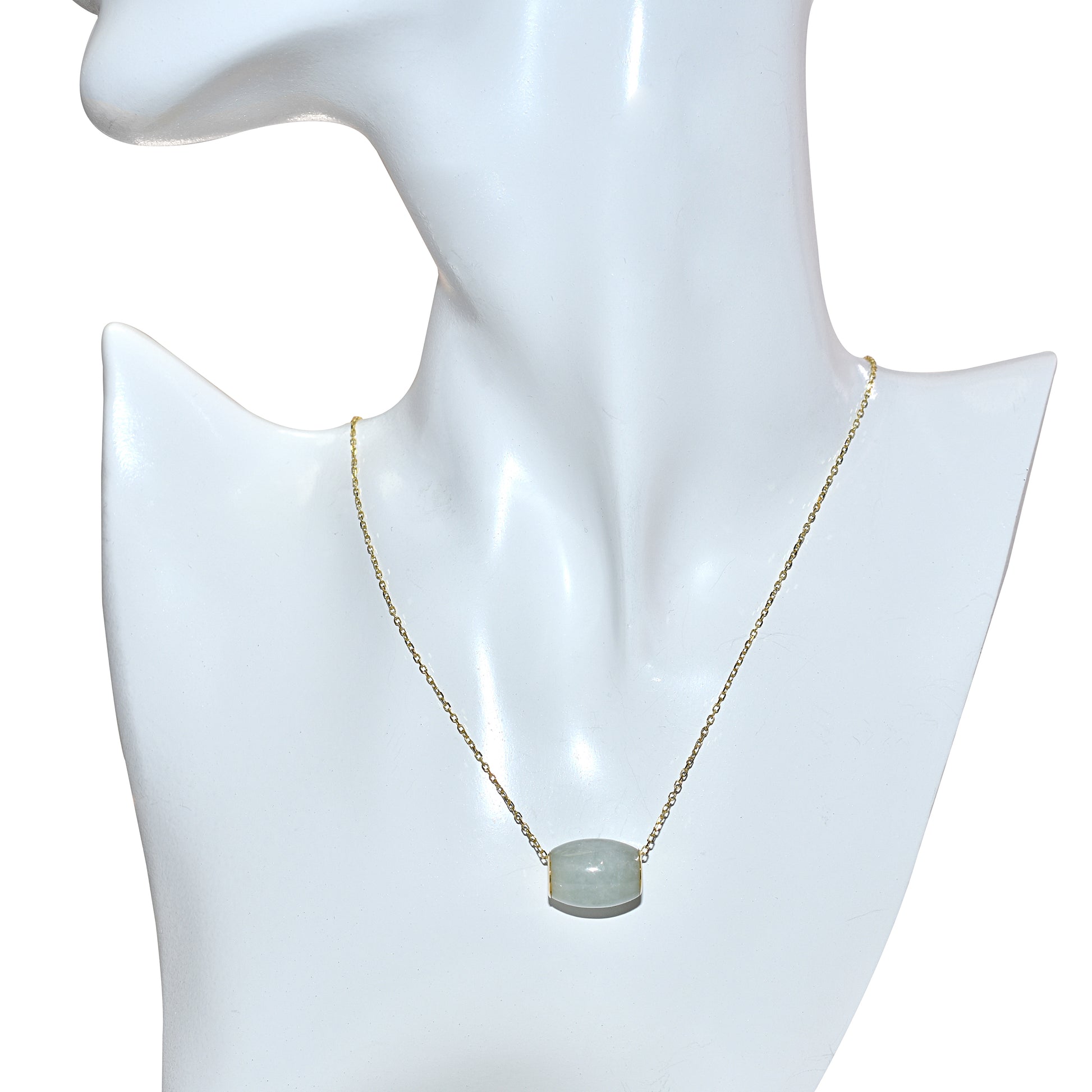 14k Natural Jade Slide Pendant With Chain 18"