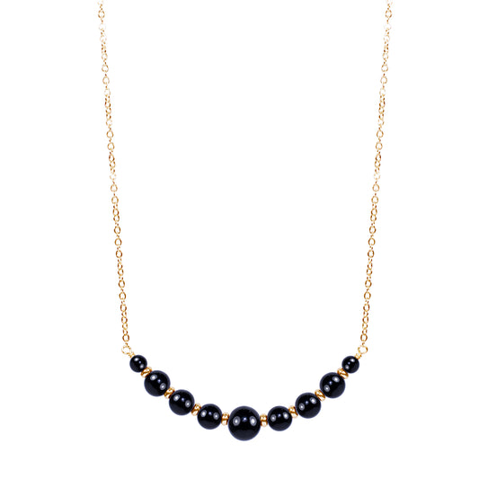 14k Black Onyx Graduated Bead Center Necklace