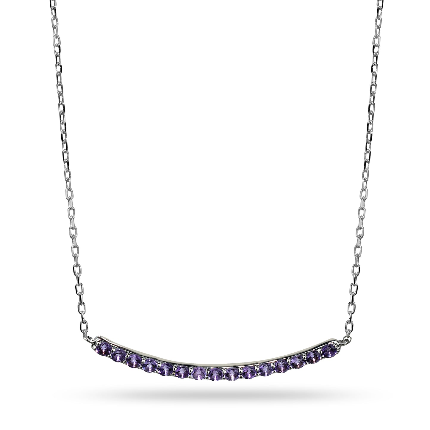 14kw Amethyst Curved Bar Necklace