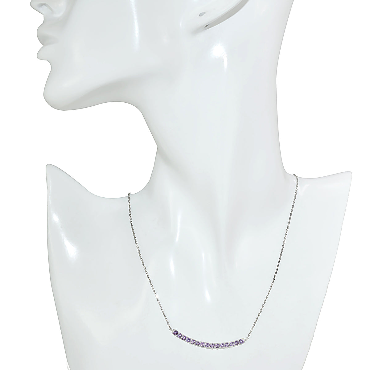14kw Amethyst Curved Bar Necklace