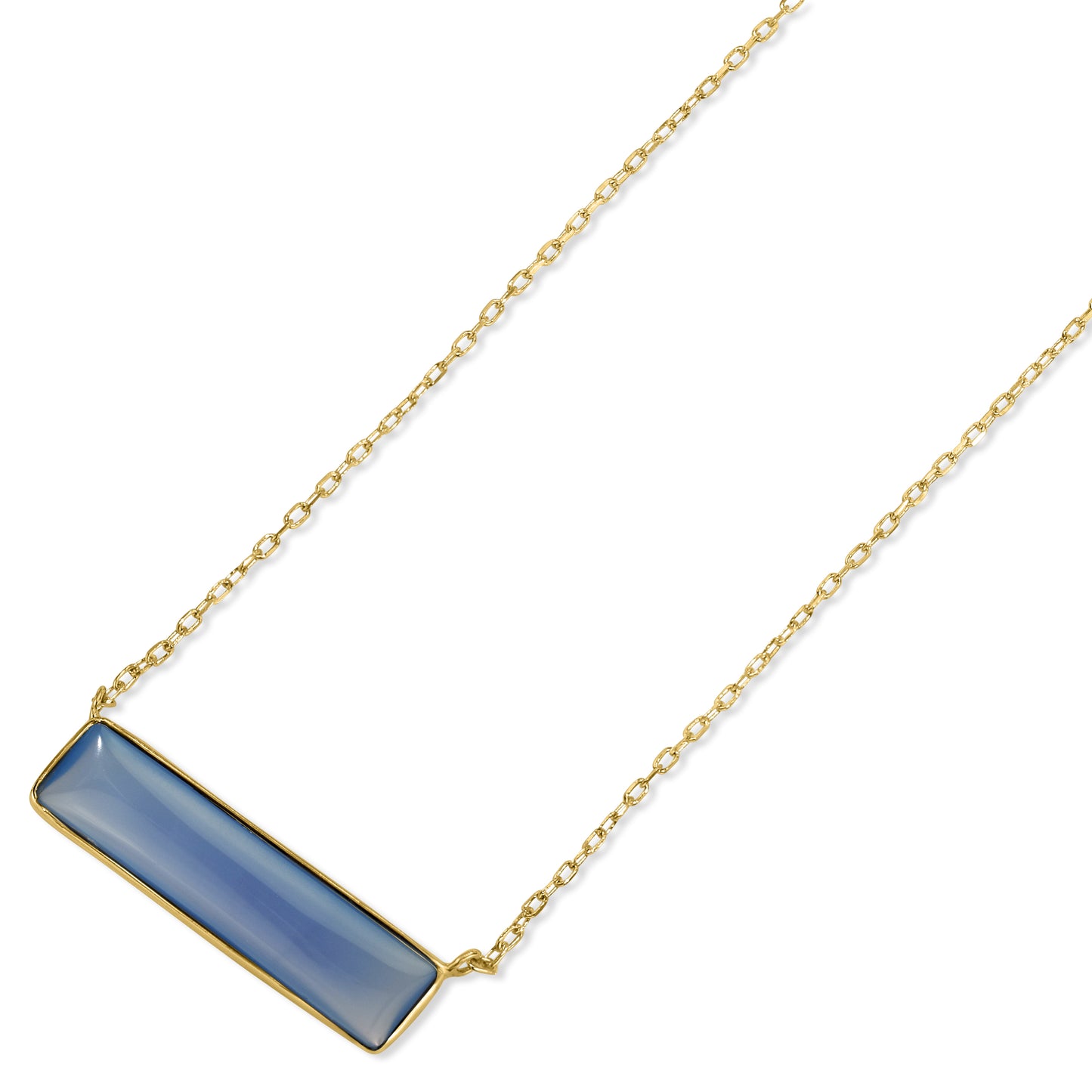 14k Blue Onyx Rectangle Bezel Center Necklace