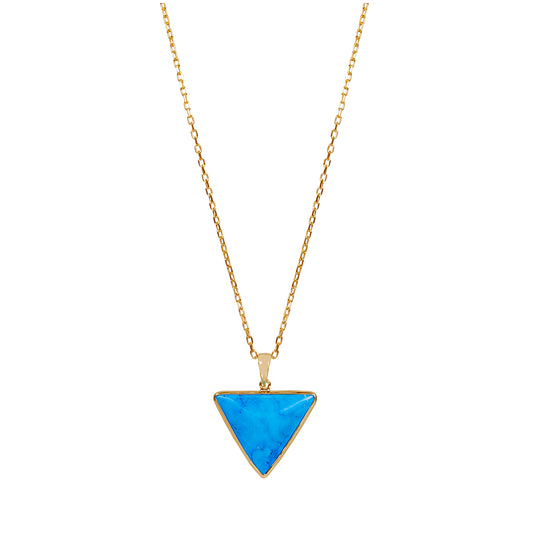 14k Turquoise Triangle Bezel Pendant Necklace 17"