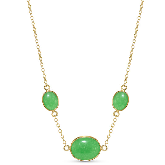 18k Green Jade Oval Bezel Necklace