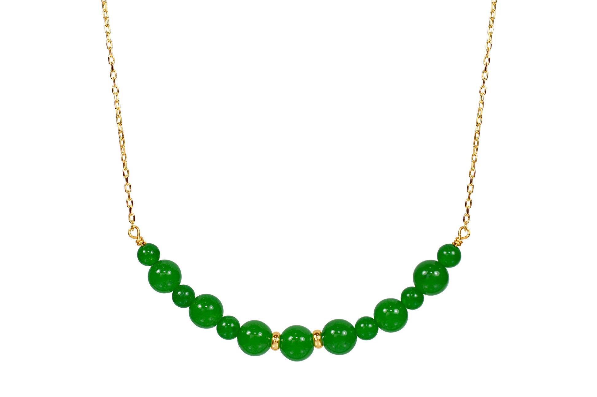 14k Green Jade Bar Necklace 17"