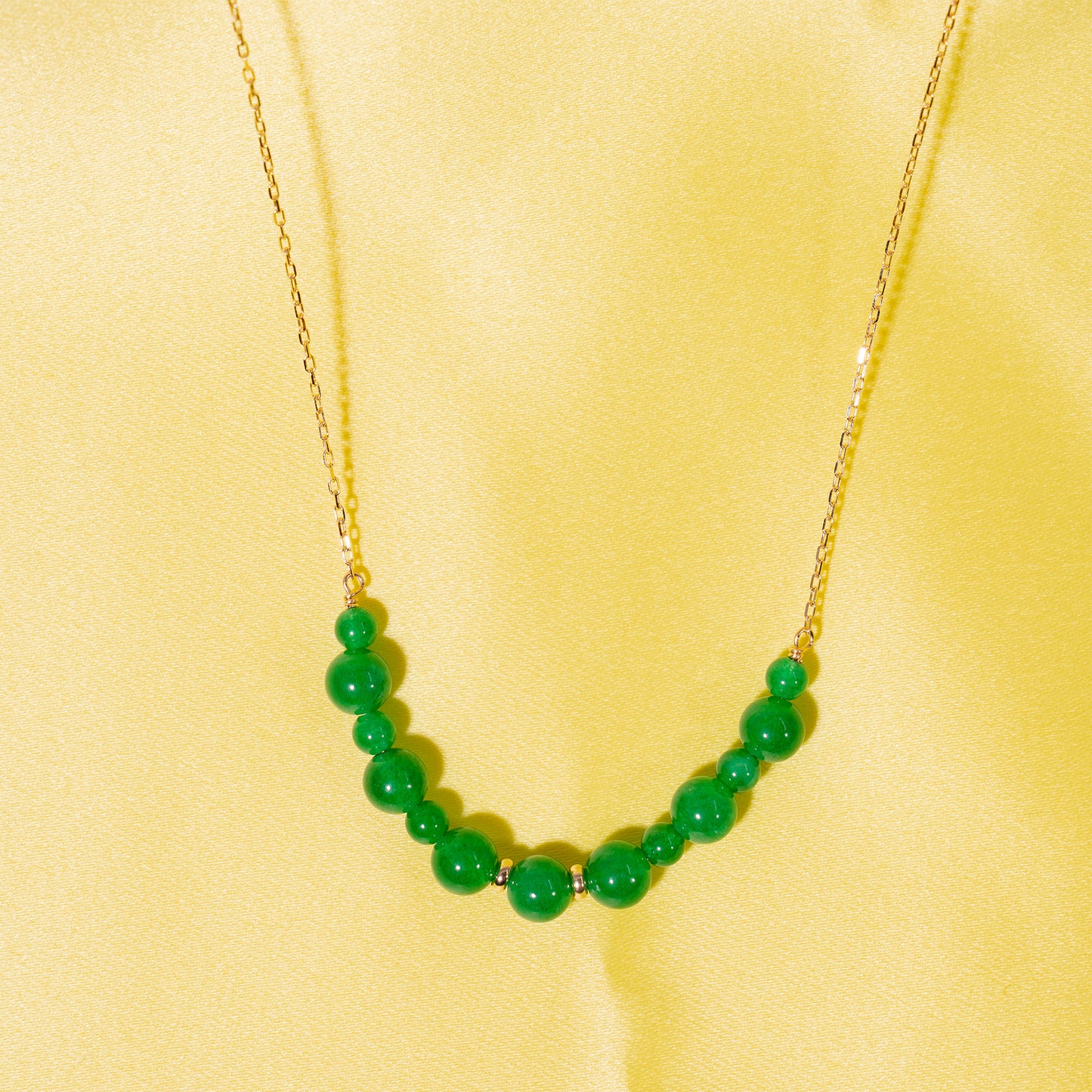 14k Green Jade Bar Necklace 17"