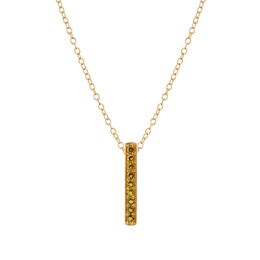 14k Citrine Vertical Bar Pendant Necklace