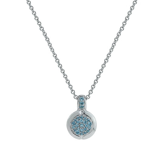 14k White Gold Blue Topaz Pendant Necklace