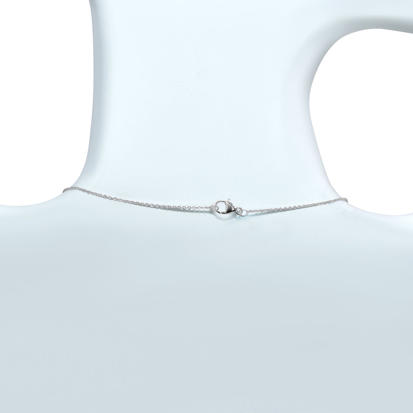 14k White Gold Mini Blue Topaz 6 Stone Small Curved Bar Necklace