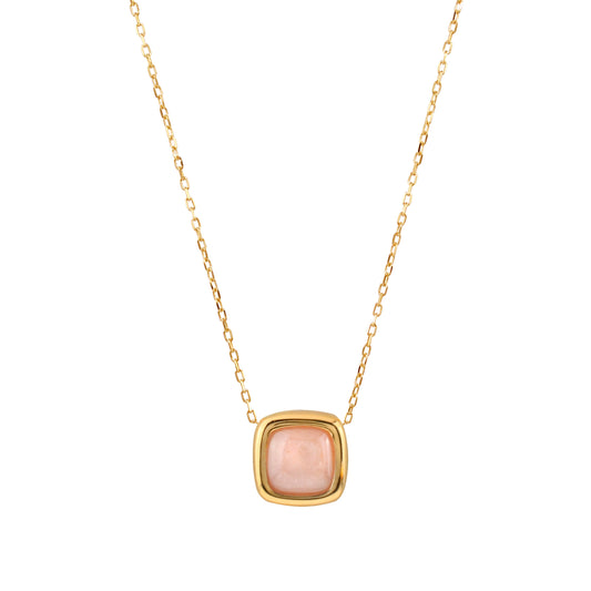 14k Peach Moonstone Cushion Slide Pendant Necklace