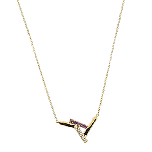 14k Amethyst Diamond Pendant Necklace