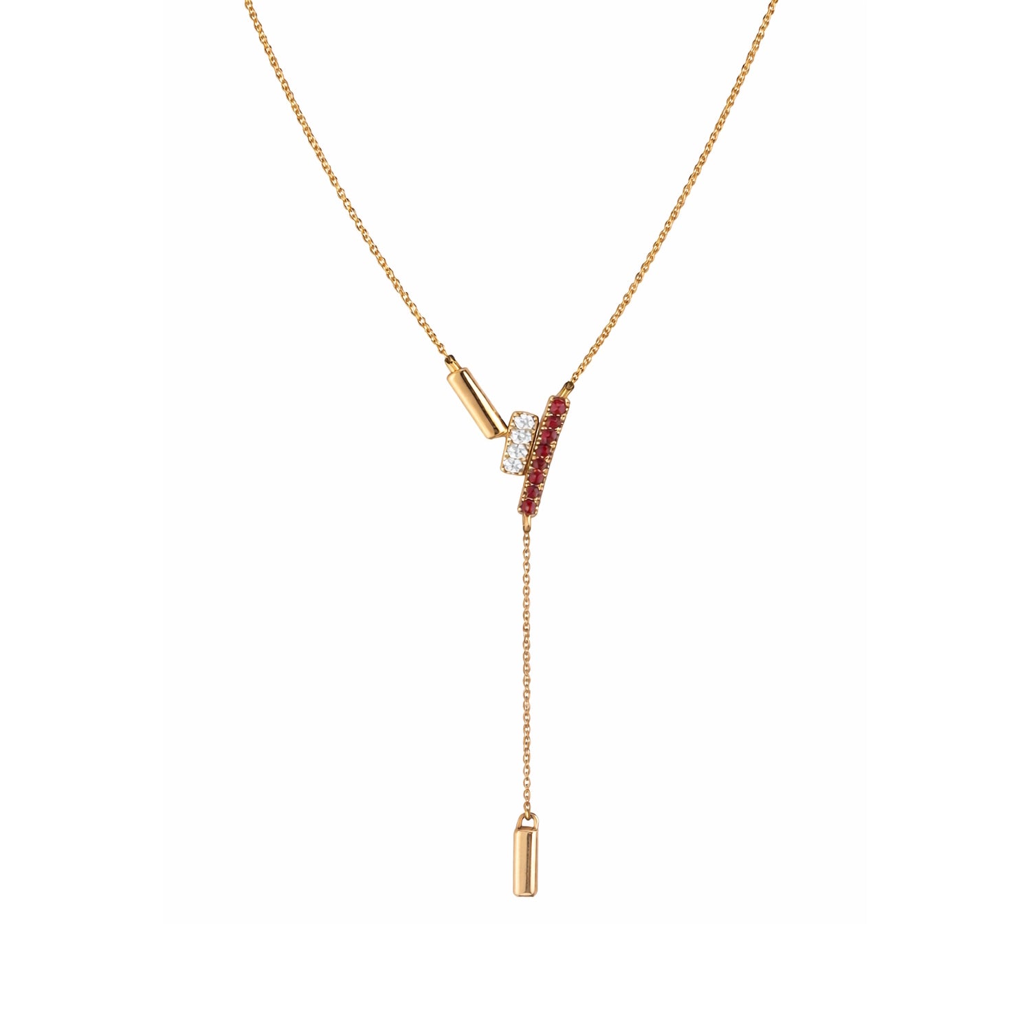 14k Rhodolite Garnet & Diamond Y Necklace