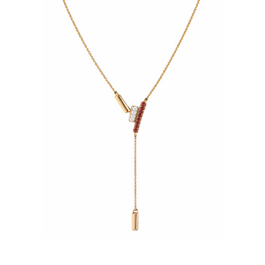 14k Rhodolite Garnet & Diamond Y Necklace