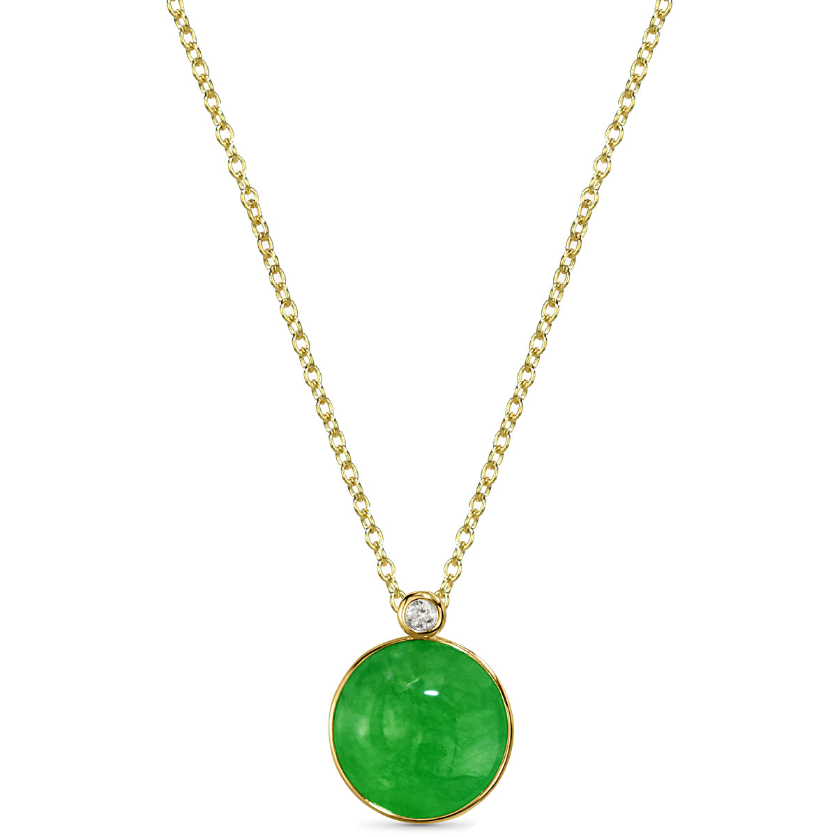 14k Green Jade Diamond Pendant Necklace