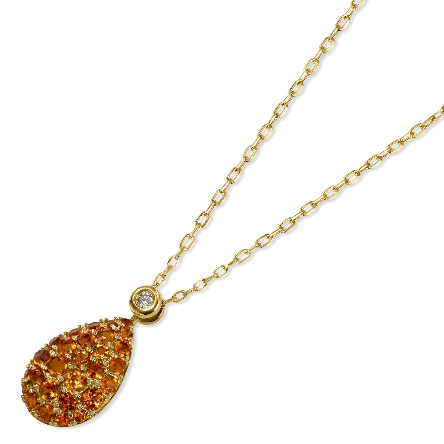 14k Madeira Citrine Diamond Pear Shape Pendant Necklace