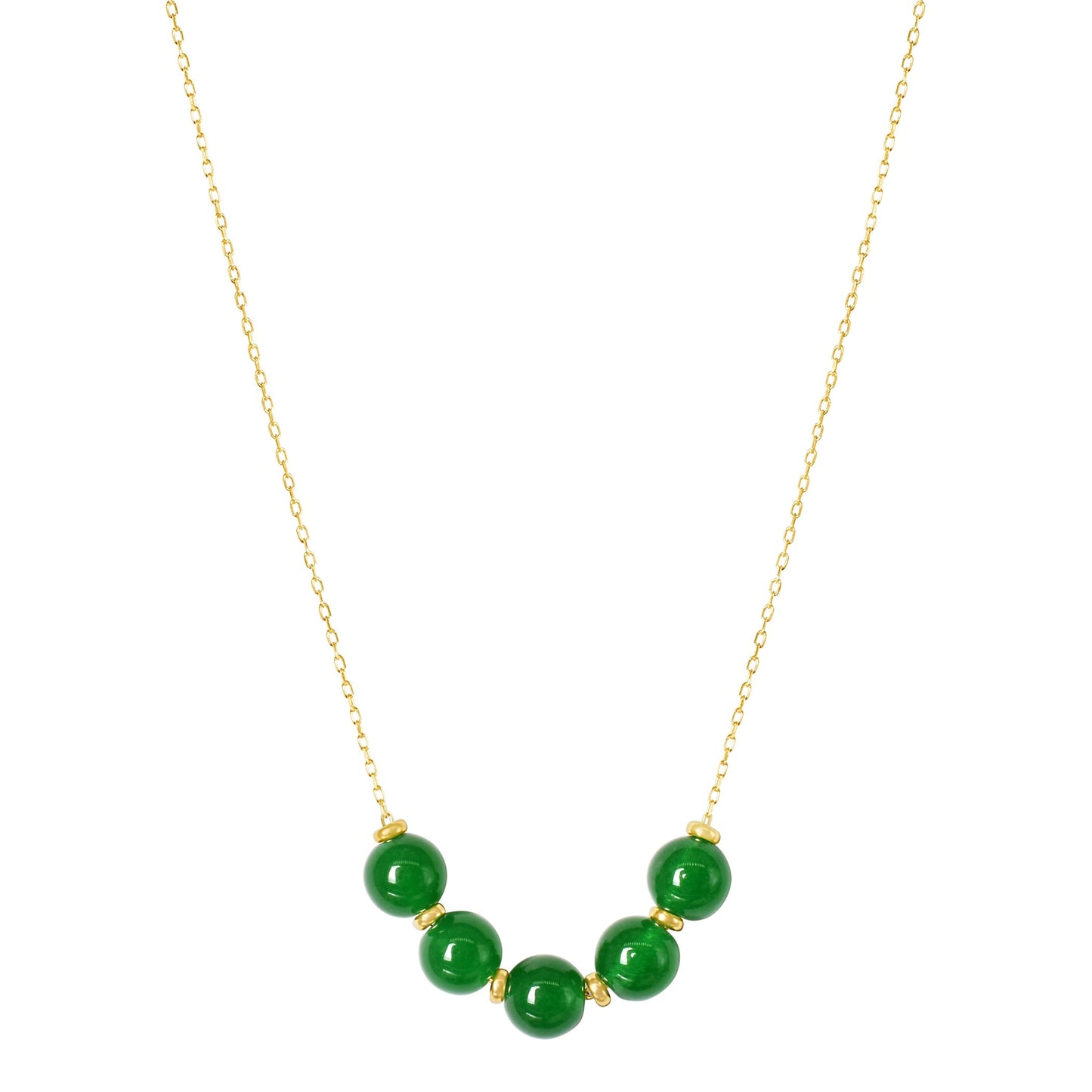 14k Green Jade Beads Slide Necklace 18" freeshipping - Jewelmak Shop
