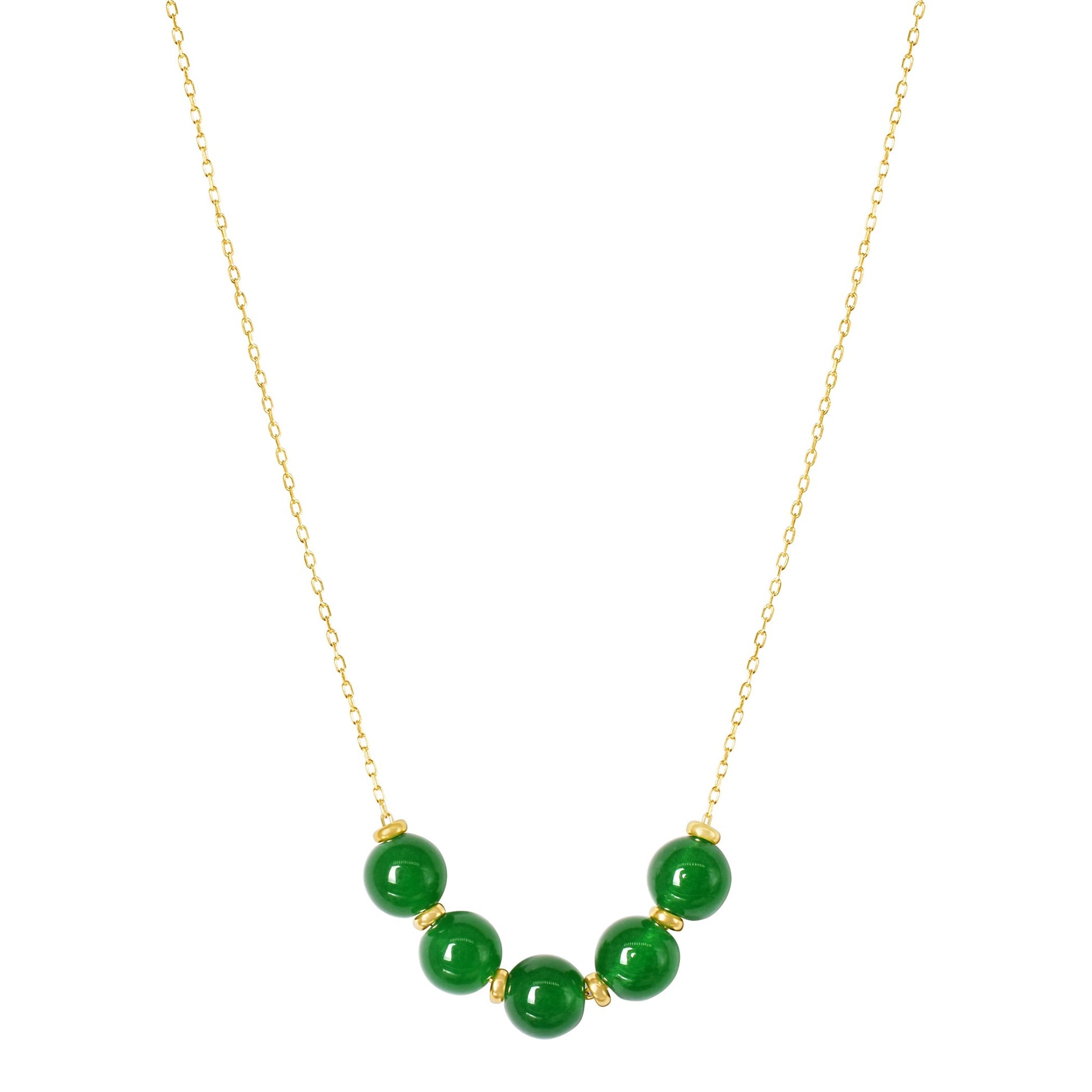 14k Green Jade Beads Slide Necklace 18" freeshipping - Jewelmak Shop