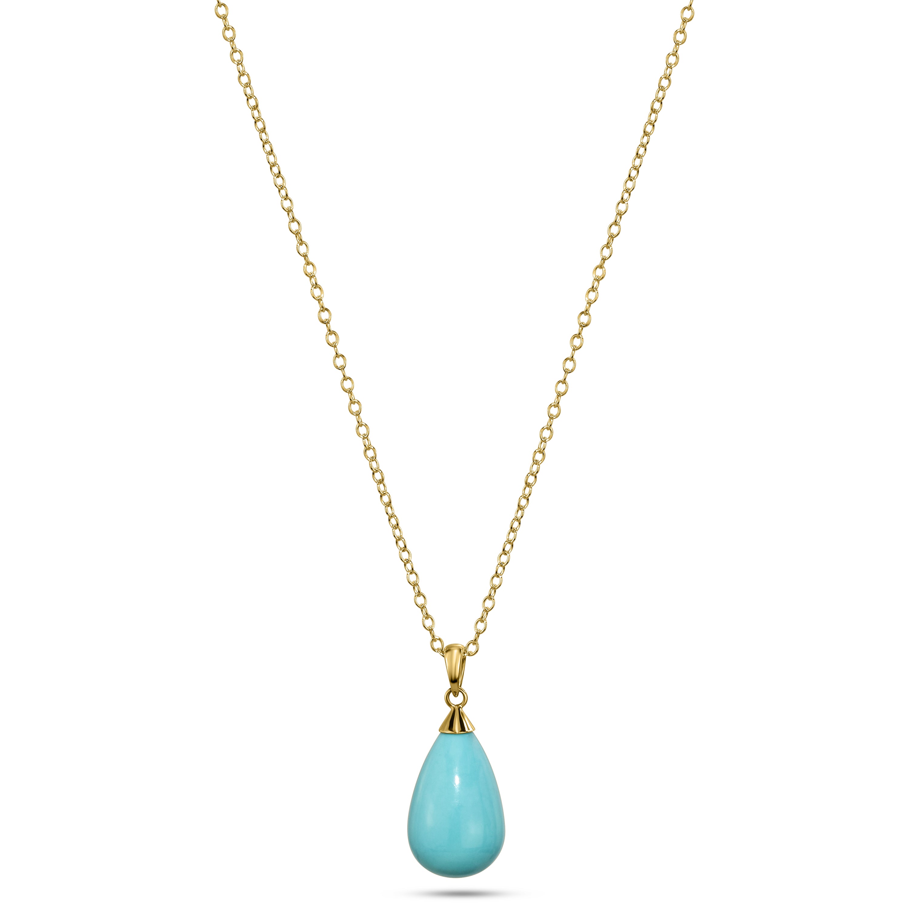 14k Turquoise Teardrop Pendant Necklace 17"