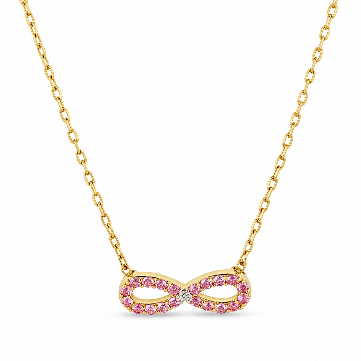14k Pink Sapphire and Diamond or Tanzanite Infinity Necklace