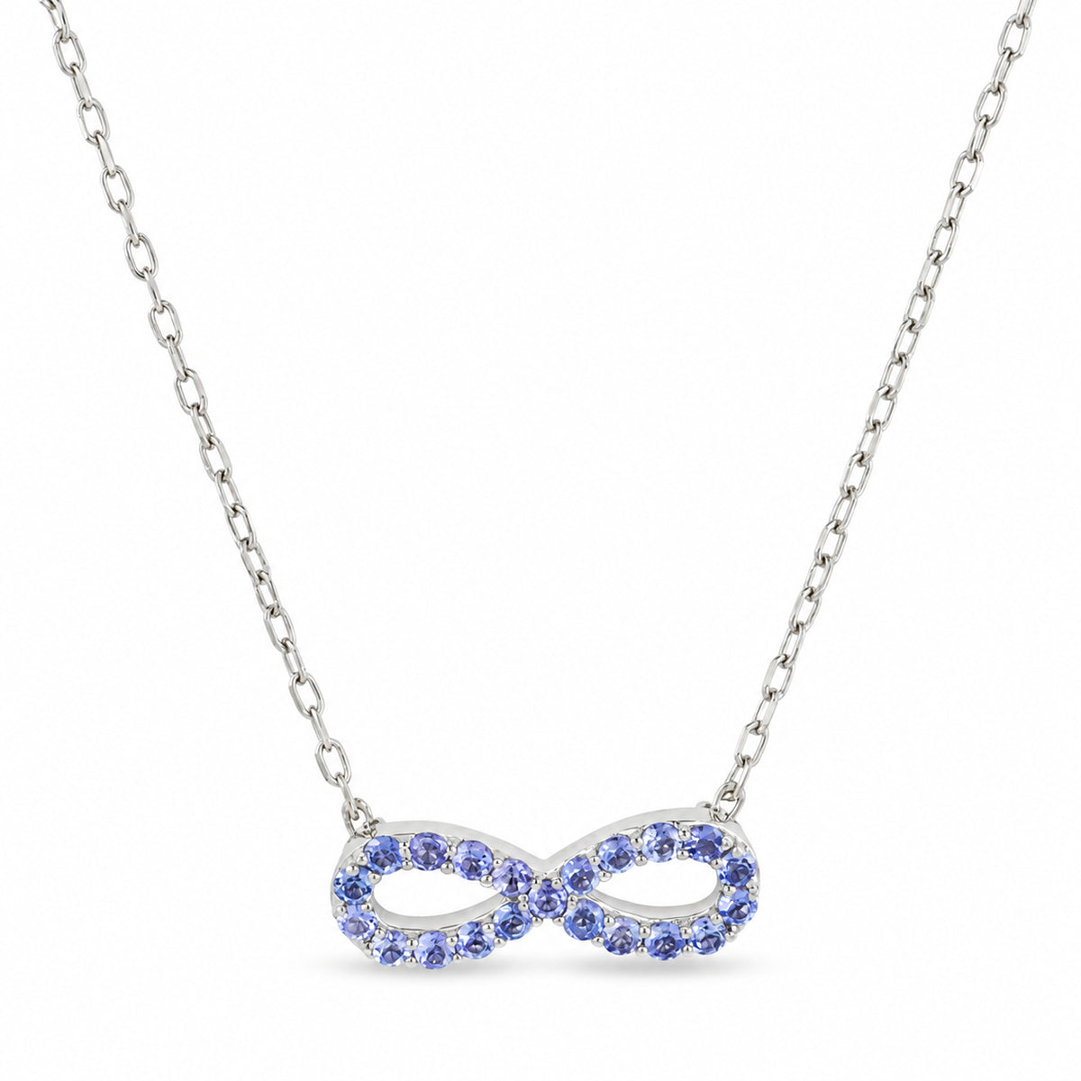 14k Pink Sapphire and Diamond or Tanzanite Infinity Necklace