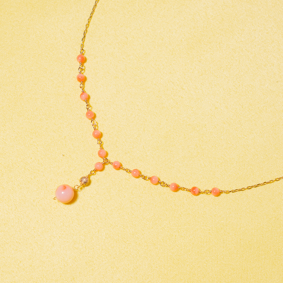14k Angel Skin Coral Y Necklace 17"