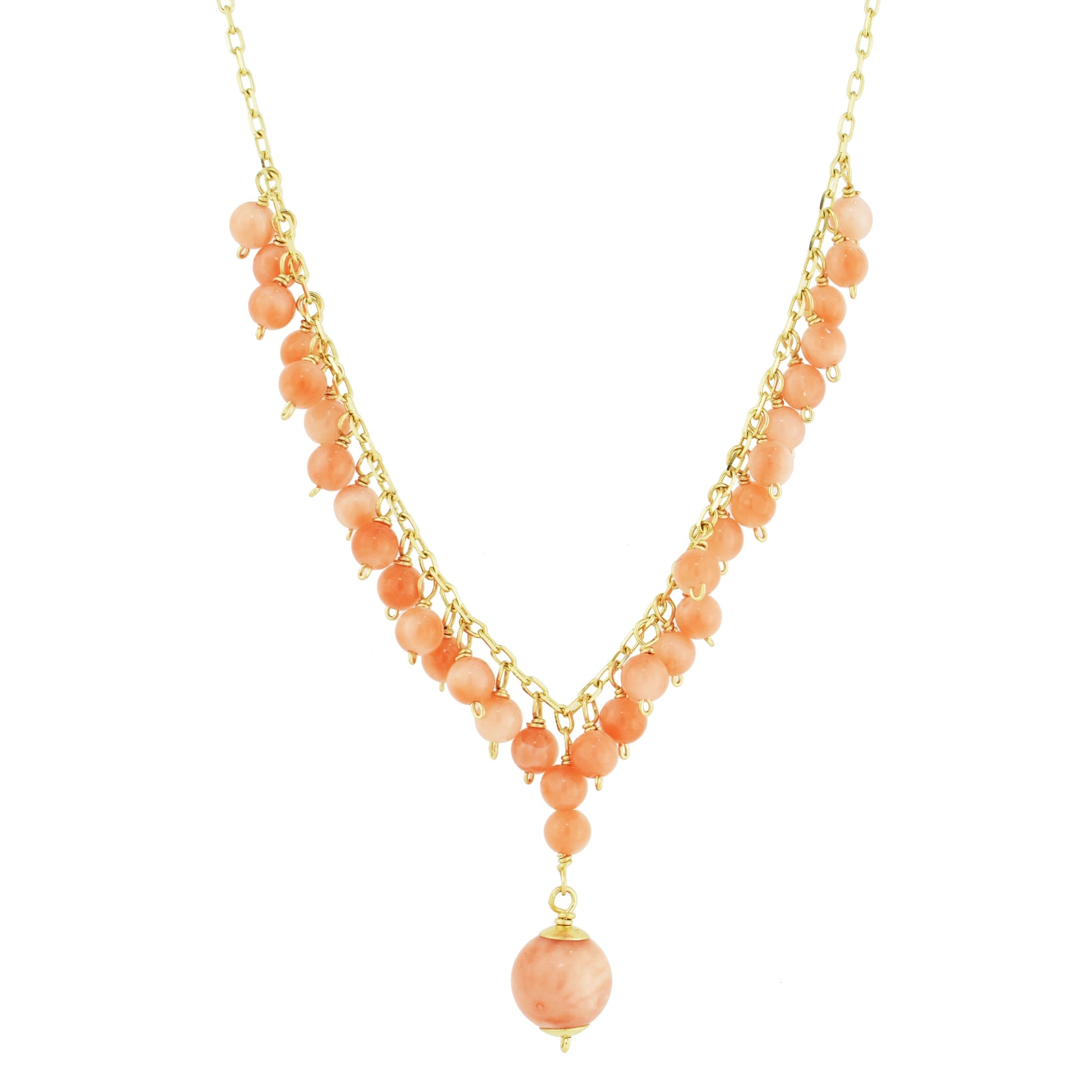 14k Angel Skin Coral Cluster Necklace 18" freeshipping - Jewelmak Shop