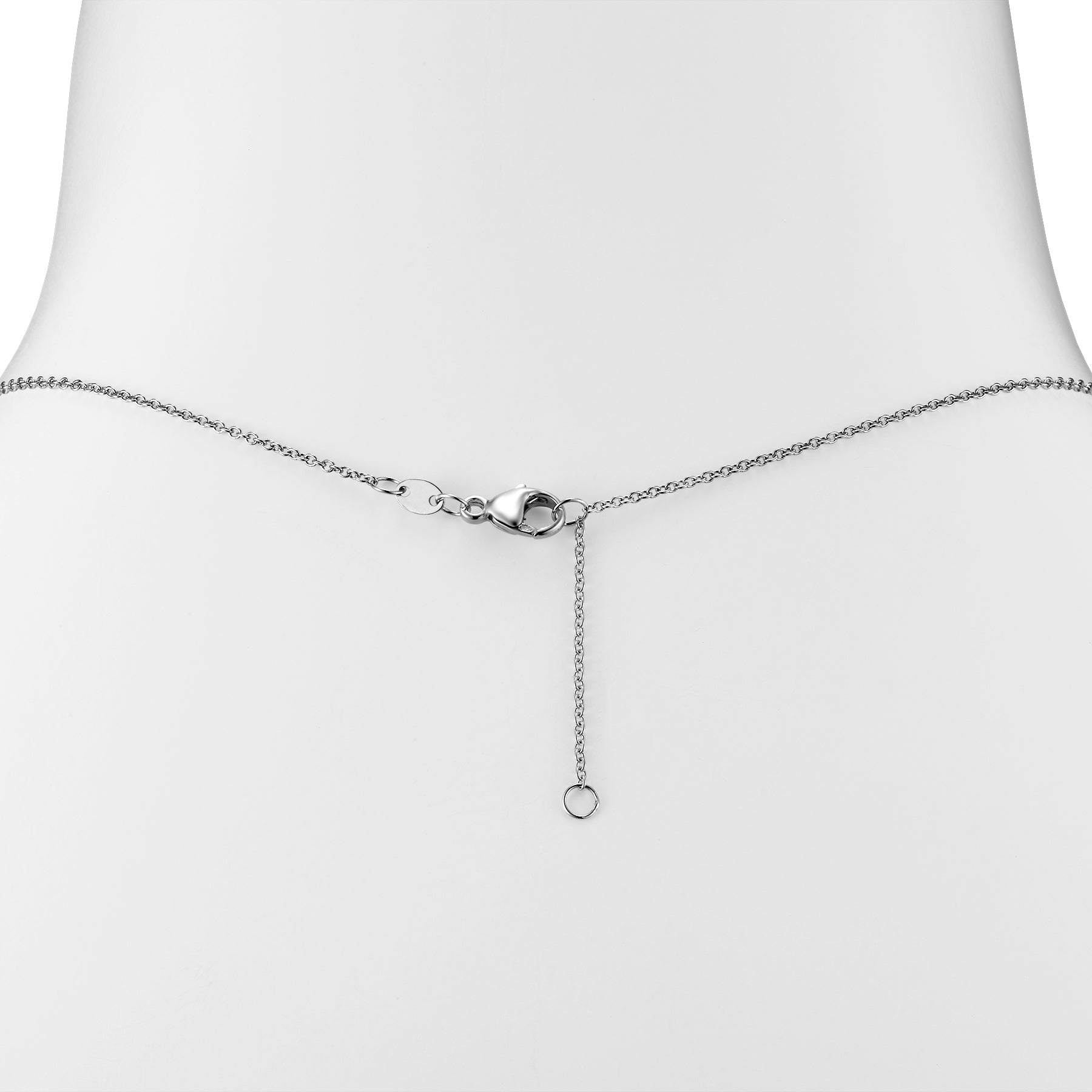 14k White Gold Black Onyx Faceted Cushion VS Diamond Pendant Necklace 18"