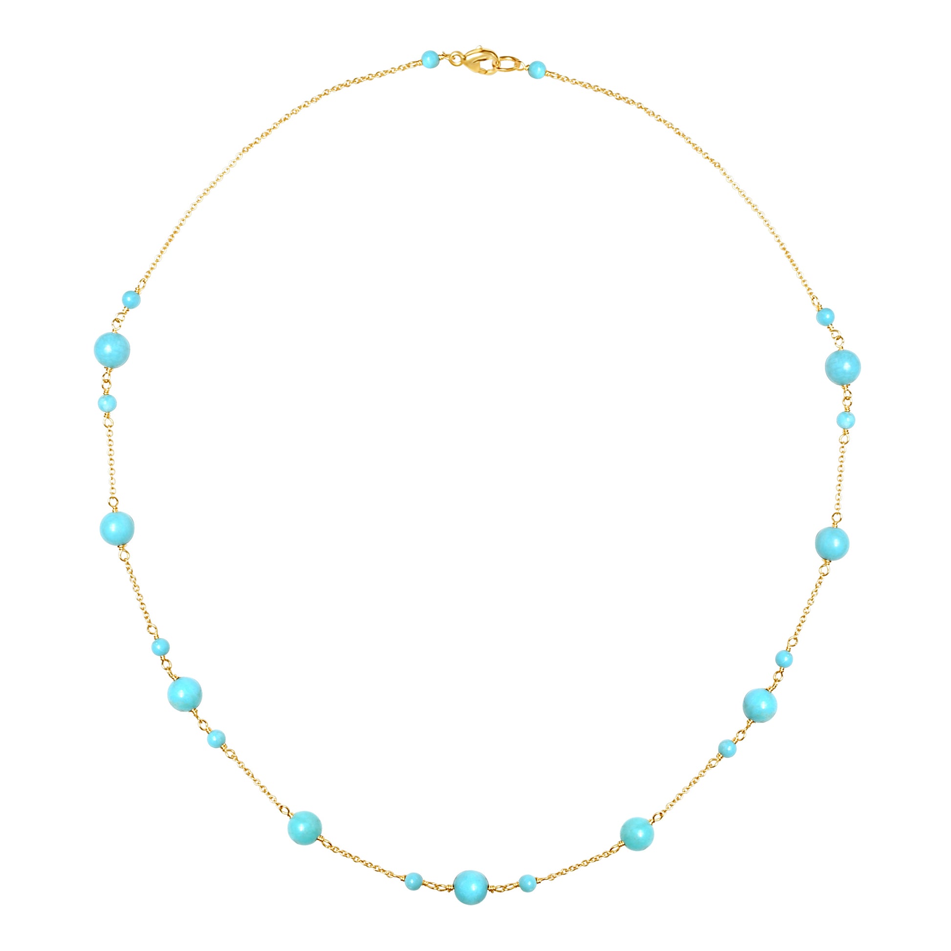 14k Turquoise Station Necklace 17"