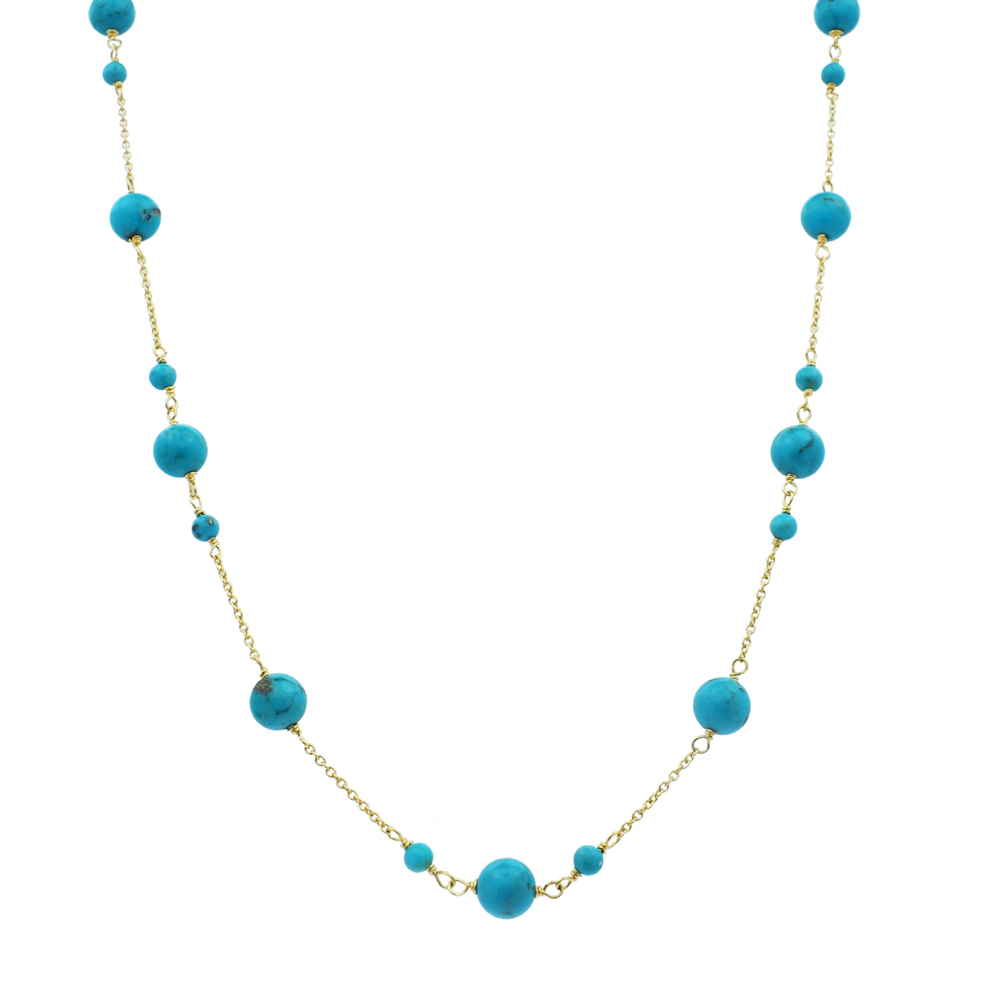 14k Turquoise Station Necklace 17"