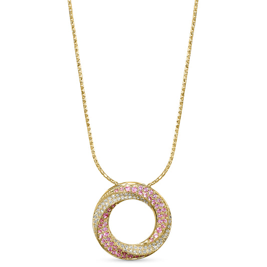 14k Pink Sapphire Diamond Necklace